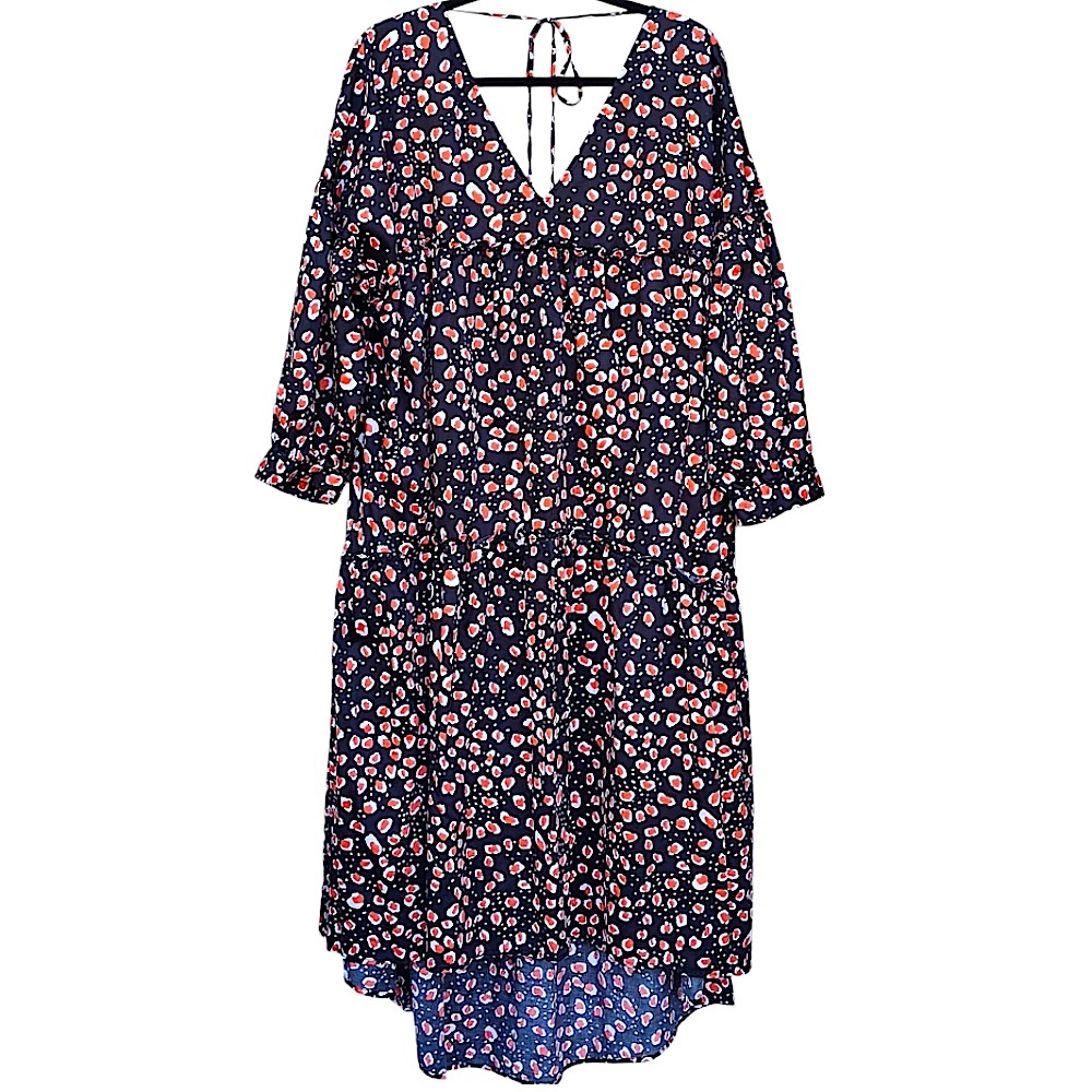"Who What Wear" Black & Orange Leopard Print High-Low Tiered Tent Dress Size 2X